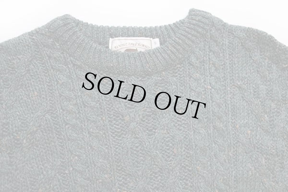 画像3: スコットランド製 west highland woollens ケーブル編み ネップ入り ウールニット セーター グリーン S★フィッシャーマン (3)