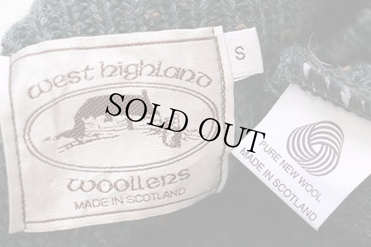 画像4: スコットランド製 west highland woollens ケーブル編み ネップ入り ウールニット セーター グリーン S★フィッシャーマン (4)