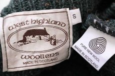 画像4: スコットランド製 west highland woollens ケーブル編み ネップ入り ウールニット セーター グリーン S (4)