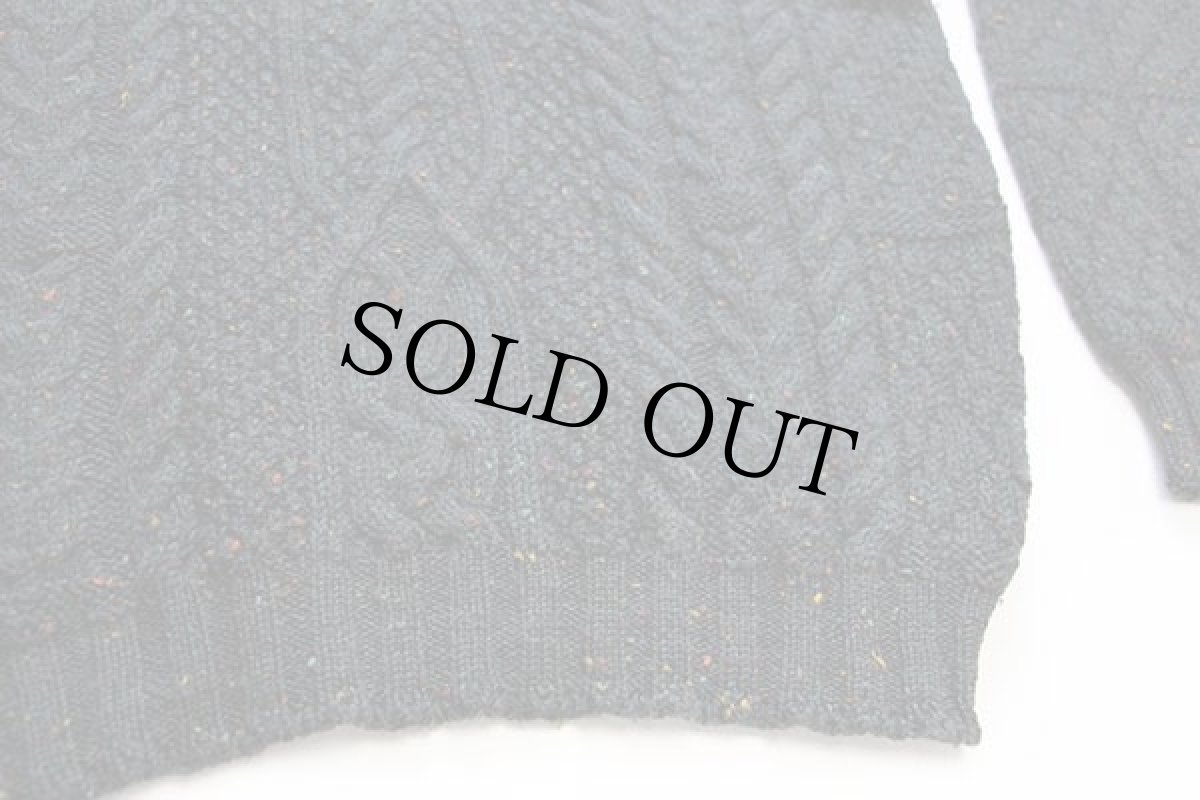 画像5: Kilkenny ロールネック ケーブル編み ネップ入り ウールニット セーター 深緑 ミックス★フィッシャーマン (5)