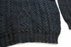 画像5: Kilkenny ロールネック ケーブル編み ネップ入り ウールニット セーター 深緑 ミックス★フィッシャーマン (5)