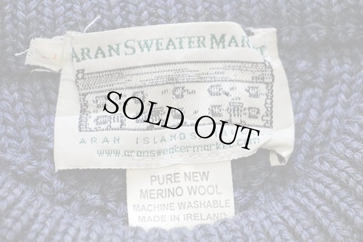 画像4: アイルランド製 ARAN SWEATER MARKET ケーブル編み メリノウールニット セーター 薄紺 L★フィッシャーマン (4)