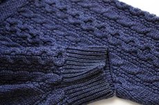 画像6: アイルランド製 ARAN SWEATER MARKET ケーブル編み メリノウールニット セーター 薄紺 L★フィッシャーマン (6)