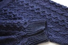 画像6: アイルランド製 ARAN SWEATER MARKET ケーブル編み メリノウールニット セーター 薄紺 L (6)