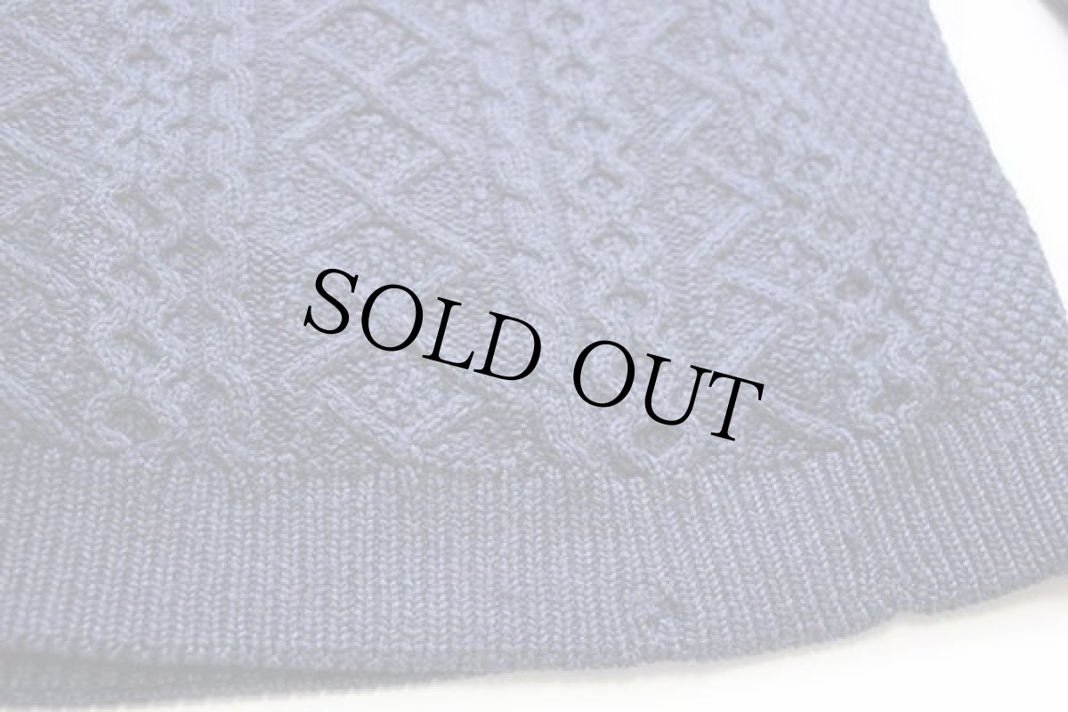 画像5: アイルランド製 ARAN SWEATER MARKET ケーブル編み メリノウールニット セーター 薄紺 L★フィッシャーマン (5)