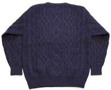 画像2: Mc Kenzy ケーブル編み ウールニット セーター パープル ミックス M★フィッシャーマン (2)