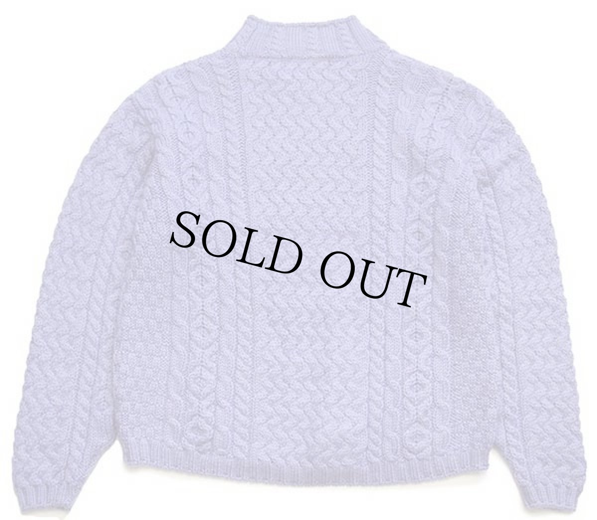 画像2: アイルランド製 CALLAN モックネック ケーブル編み メリノウールニット セーター ラベンダー S★フィッシャーマン (2)