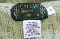 画像4: アイルランド製 CALLAN タートルネック ケーブル編み メリノウールニット セーター 黄緑 M★フィッシャーマン (4)