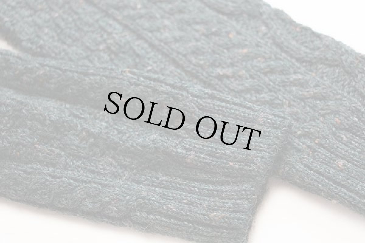 画像6: スコットランド製 west highland woollens ケーブル編み ネップ入り ウールニット セーター グリーン S★フィッシャーマン (6)