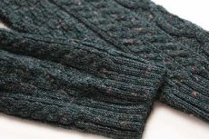 画像6: スコットランド製 west highland woollens ケーブル編み ネップ入り ウールニット セーター グリーン S★フィッシャーマン (6)
