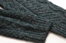 画像6: スコットランド製 west highland woollens ケーブル編み ネップ入り ウールニット セーター グリーン S (6)