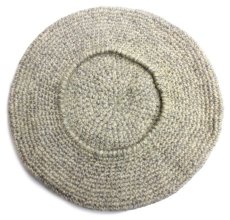 画像4: ハンドメイド こま編み ウール ベレー帽 オートミール ミックス (4)
