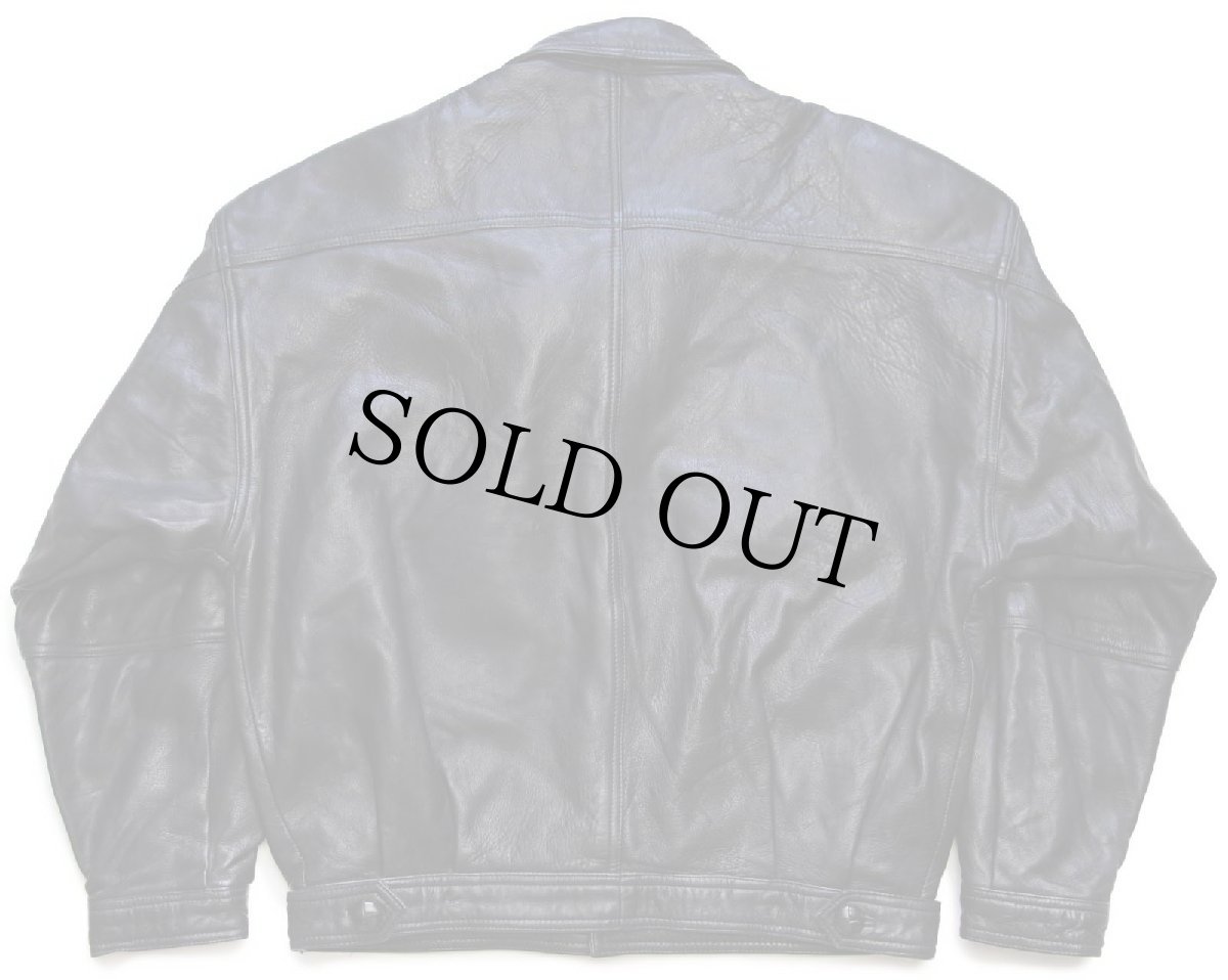 画像2: 90s UNKNOWN サードタイプ レザージャケット 4ポケット 黒 46 (2)