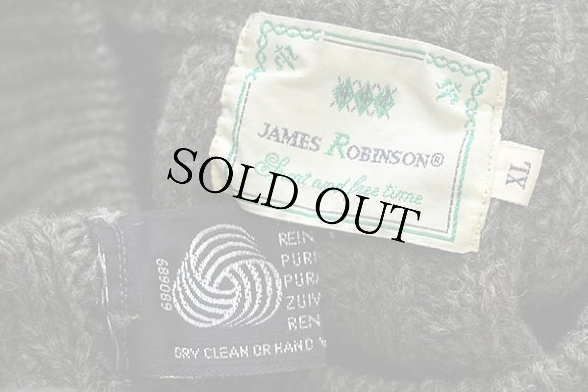 画像4: JAMES ROBINSON ケーブル編み ウールニット セーター オリーブ XL★フィッシャーマン (4)