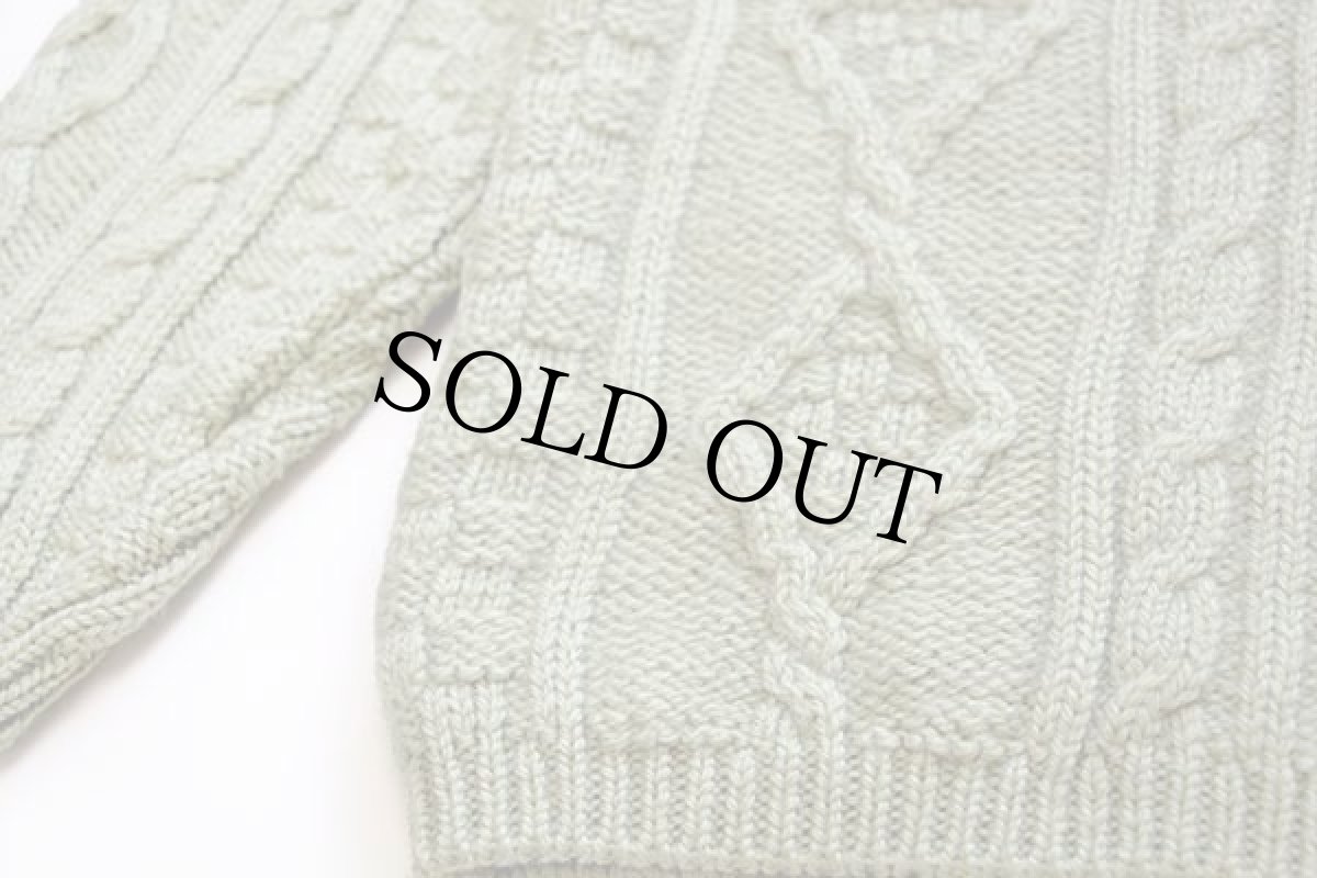 画像5: アイルランド製 CALLAN タートルネック ケーブル編み メリノウールニット セーター 黄緑 M★フィッシャーマン (5)