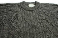 画像3: JAMES ROBINSON ケーブル編み ウールニット セーター オリーブ XL★フィッシャーマン (3)