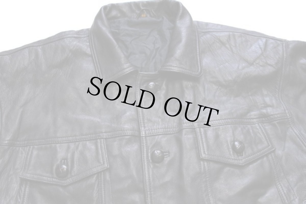 画像3: 90s UNKNOWN サードタイプ レザージャケット 4ポケット 黒 46 (3)