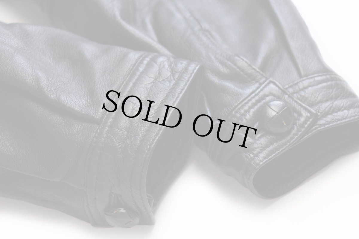 画像7: 90s UNKNOWN サードタイプ レザージャケット 4ポケット 黒 46 (7)