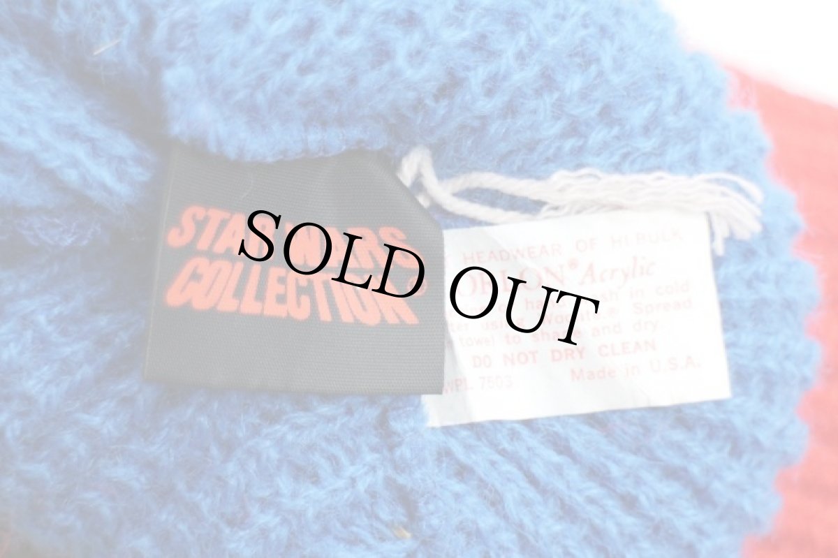 画像8: 80s USA製 STAR WARSスターウォーズ R2-D2 刺繍 バイカラー アクリル ニットキャップ レッド×ブルー★ニット帽 (8)