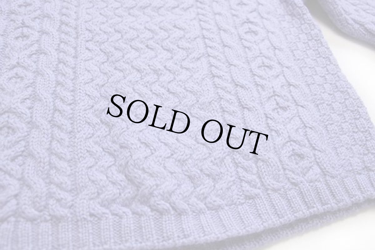 画像5: アイルランド製 CALLAN モックネック ケーブル編み メリノウールニット セーター ラベンダー S★フィッシャーマン (5)