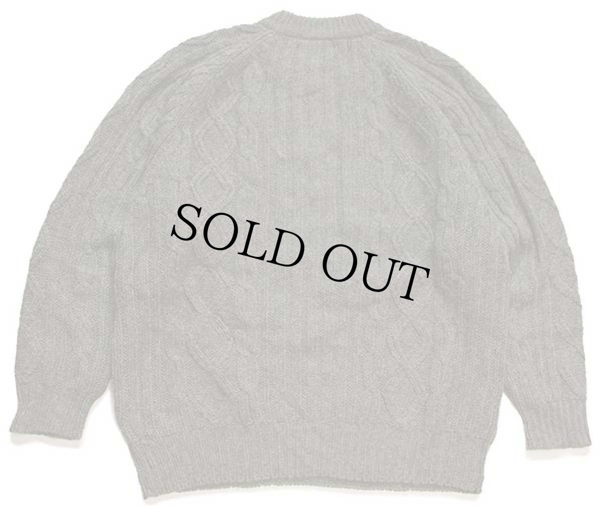 画像2: JAMES ROBINSON ケーブル編み ウールニット セーター オリーブ XL★フィッシャーマン (2)