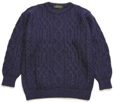 画像1: Mc Kenzy ケーブル編み ウールニット セーター パープル ミックス M★フィッシャーマン (1)