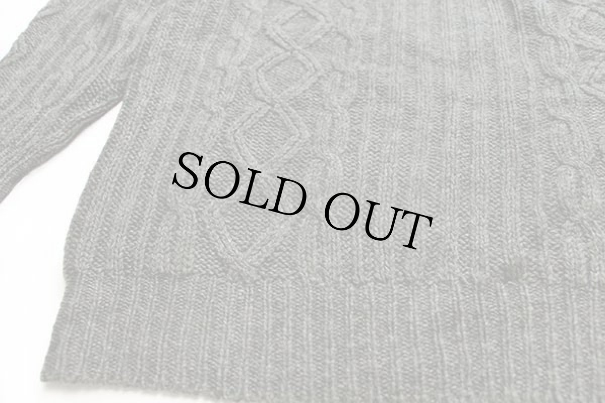 画像5: JAMES ROBINSON ケーブル編み ウールニット セーター オリーブ XL★フィッシャーマン (5)