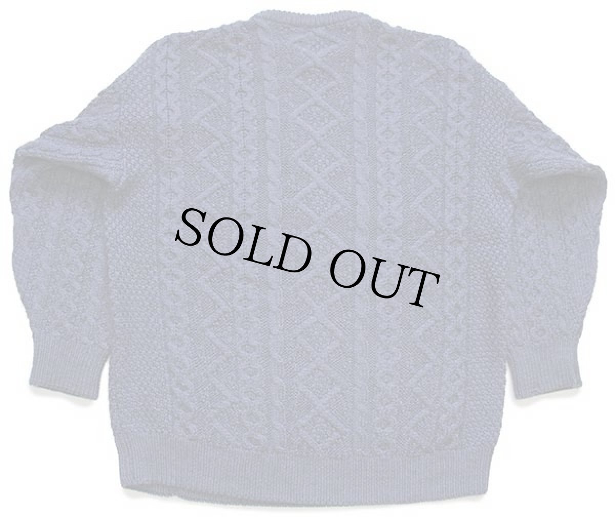 画像2: アイルランド製 ARAN SWEATER MARKET ケーブル編み メリノウールニット セーター 薄紺 L★フィッシャーマン (2)