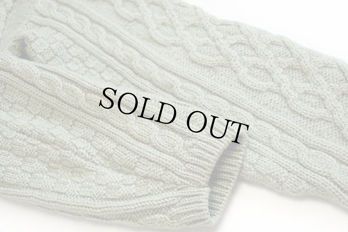 画像6: アイルランド製 CALLAN タートルネック ケーブル編み メリノウールニット セーター 黄緑 M★フィッシャーマン (6)