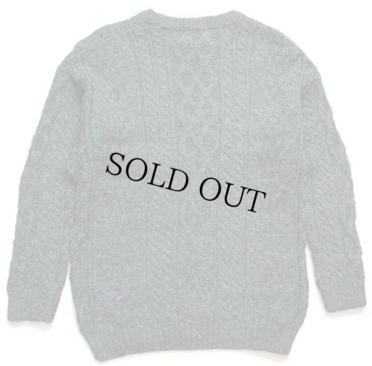 画像2: スコットランド製 west highland woollens ケーブル編み ネップ入り ウールニット セーター グリーン S★フィッシャーマン (2)