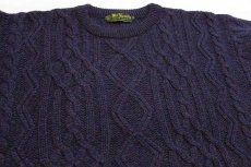 画像3: Mc Kenzy ケーブル編み ウールニット セーター パープル ミックス M★フィッシャーマン (3)
