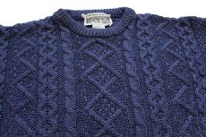 画像3: アイルランド製 ARAN SWEATER MARKET ケーブル編み メリノウールニット セーター 薄紺 L★フィッシャーマン (3)