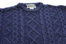 画像3: アイルランド製 ARAN SWEATER MARKET ケーブル編み メリノウールニット セーター 薄紺 L (3)