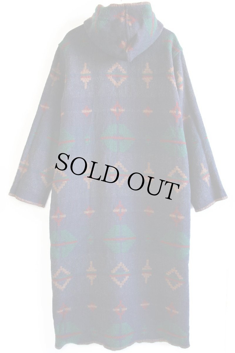 画像9: 00s WOOLRICH JOHN RICH AND BROS ウールリッチ ネイティブ柄 リバーシブル ロング ウール ブランケット コート (9)