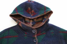 画像10: 00s WOOLRICH JOHN RICH AND BROS ウールリッチ ネイティブ柄 リバーシブル ロング ウール ブランケット コート (10)