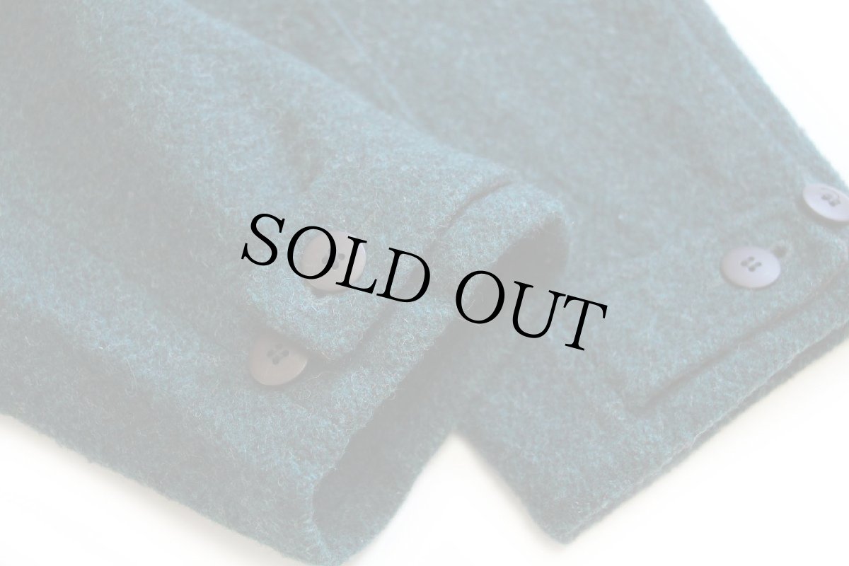 画像9: 90s USA製 Woolrichウールリッチ 無地 ロング フーデッド ウール ブランケット コート 緑 L (9)