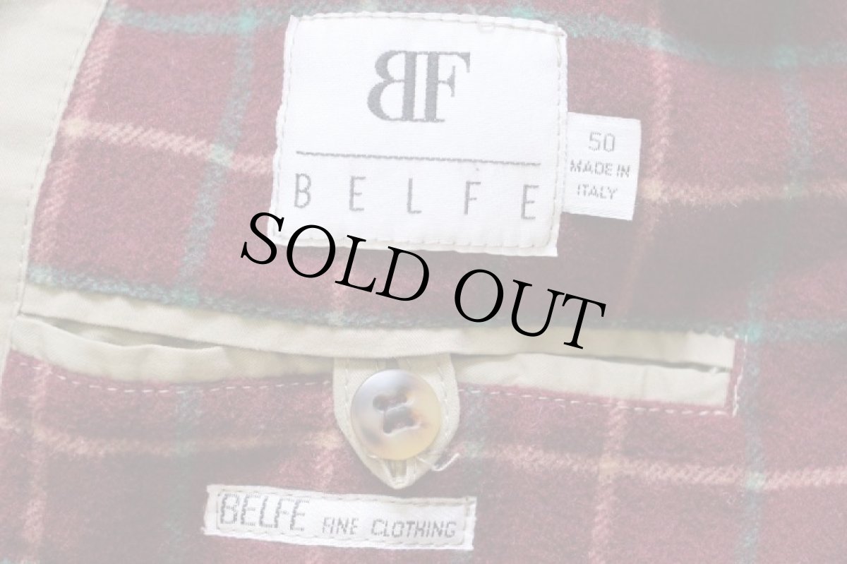 画像4: 90s イタリア製 BELFE チェック ウールライナー ポプリン フィールドジャケット カーキ 50 (4)