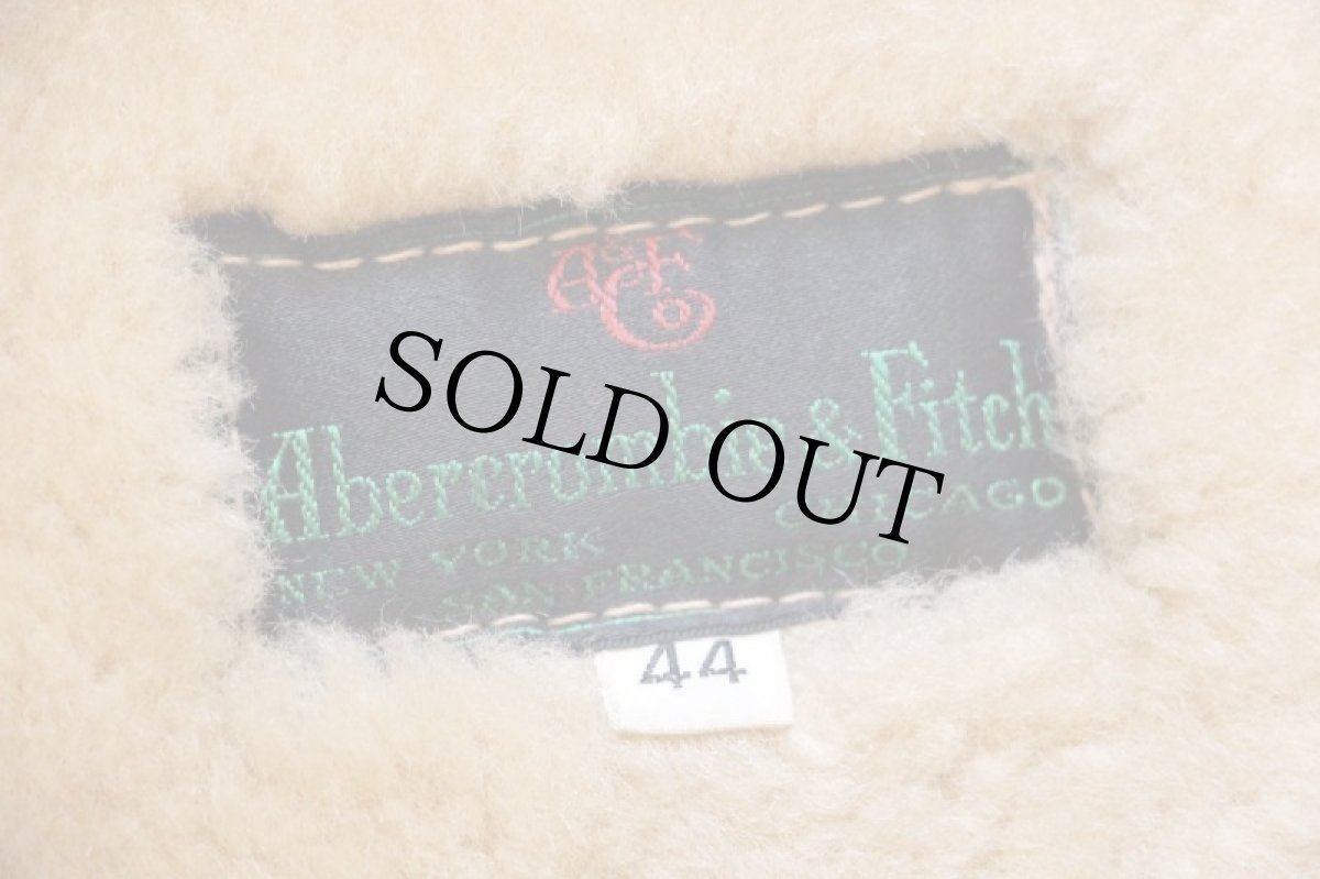 画像5: 70s Abercrombie&Fitch 鹿角ボタン シープスキン リアル ムートンコート 薄茶 44★アバクロ (5)