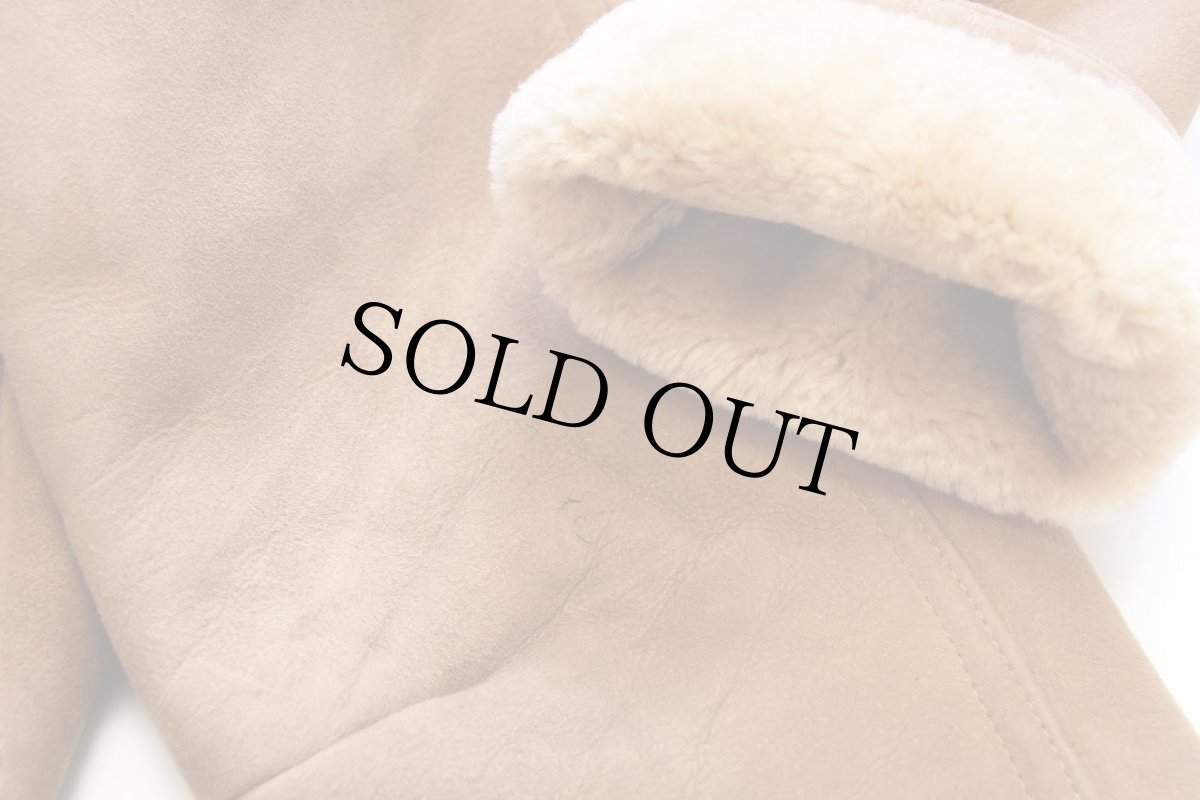 画像8: 70s Abercrombie&Fitch 鹿角ボタン シープスキン リアル ムートンコート 薄茶 44★アバクロ (8)