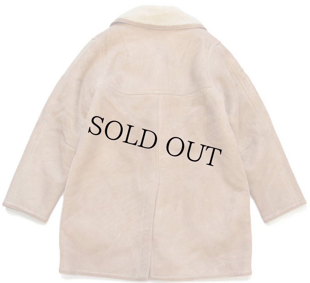 画像2: 70s Abercrombie&Fitch 鹿角ボタン シープスキン リアル ムートンコート 薄茶 44★アバクロ (2)