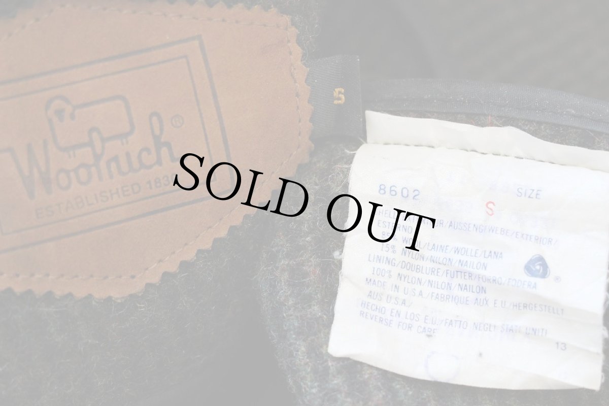 画像5: 90s USA製 Woolrichウールリッチ エルボーパッチ付き ロング ウール ブランケット コート グリーン ミックス S (5)