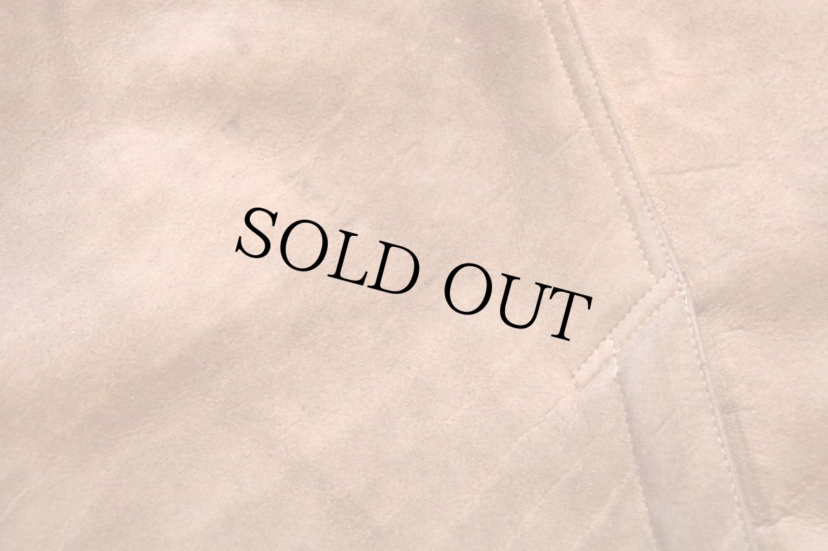 画像9: 70s Abercrombie&Fitch 鹿角ボタン シープスキン リアル ムートンコート 薄茶 44★アバクロ (9)