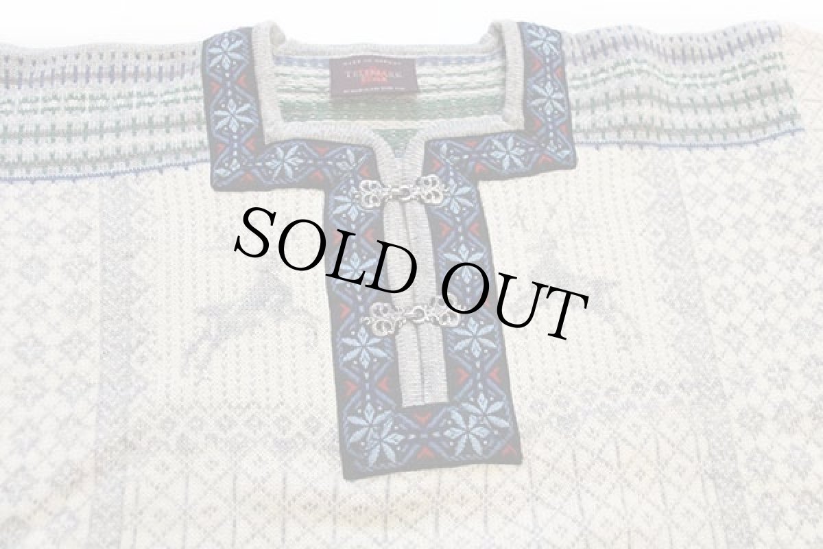 画像3: ノルウェー製 TELEMARK STYLE BY SKJAEVELAND 鹿柄 ノルディック柄 チロリアンテープ プルオーバー ウールニット セーター (3)