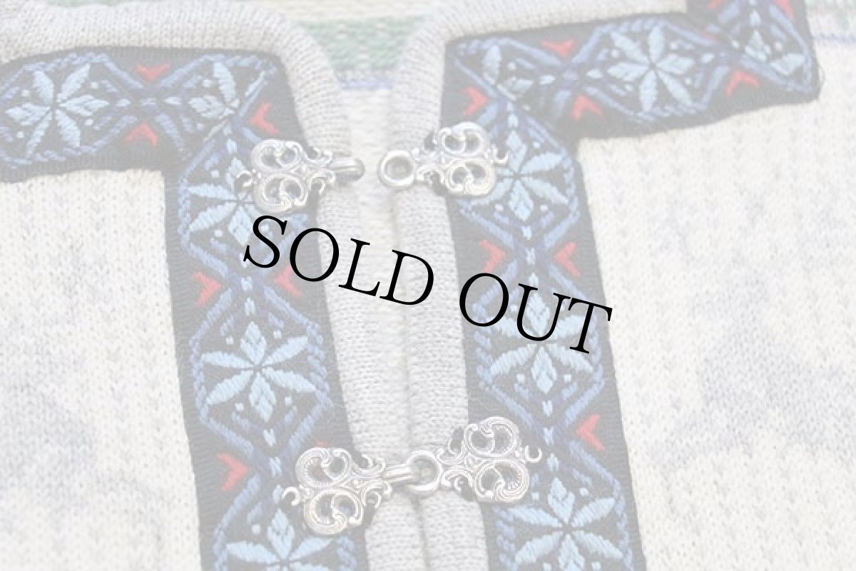 画像5: ノルウェー製 TELEMARK STYLE BY SKJAEVELAND 鹿柄 ノルディック柄 チロリアンテープ プルオーバー ウールニット セーター (5)