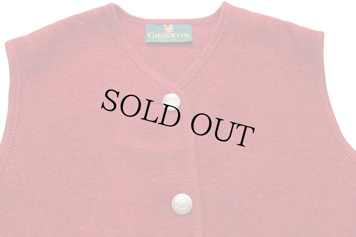 画像3: オーストリア製 GIESSWEIN チロリアン ボイルドウール ベスト レッド 38 (3)