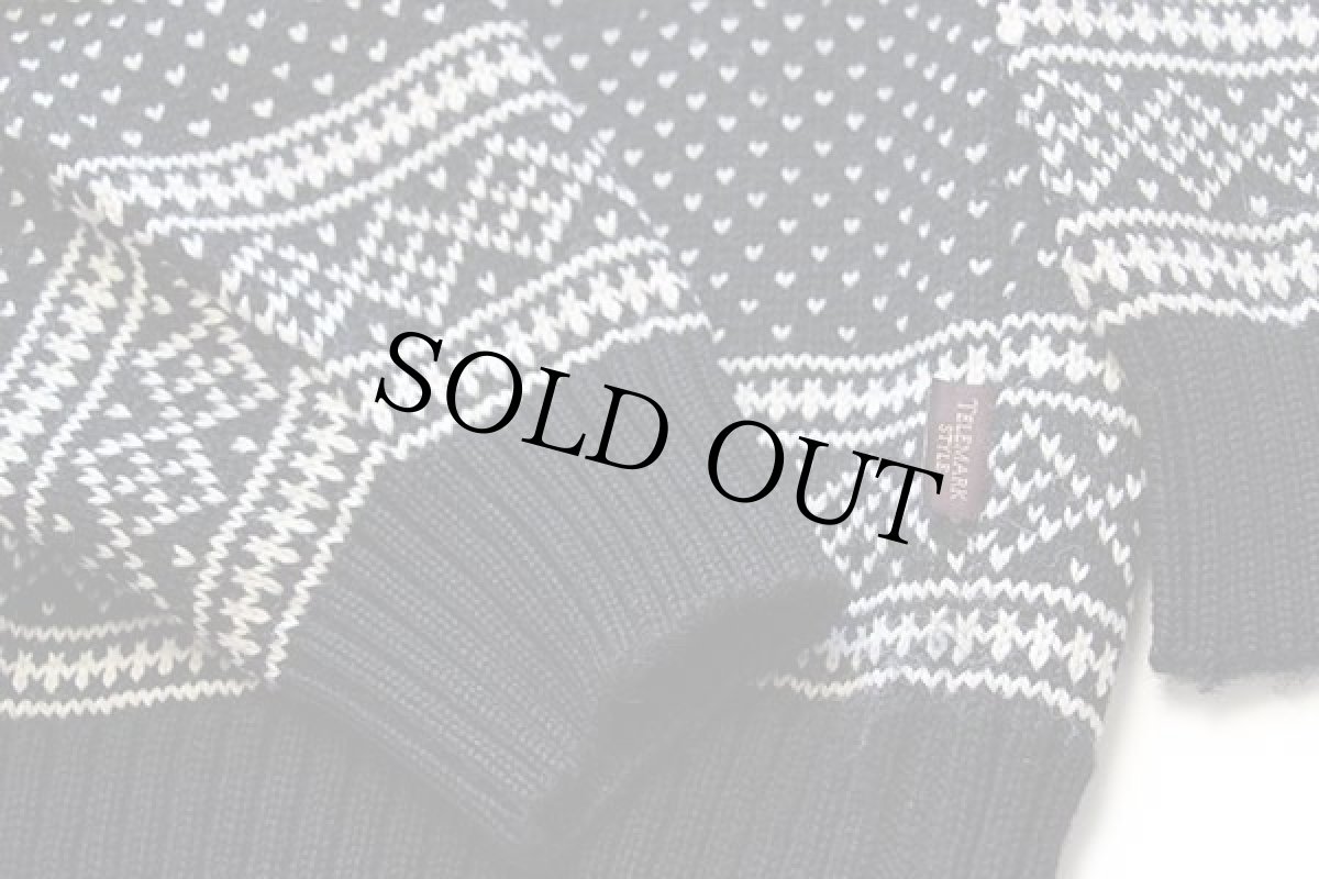 画像6: ノルウェー製 TELEMARK STYLE BY SKJAEVELAND ノルディック柄 チロリアンテープ プルオーバー ウールニット セーター 黒 (6)