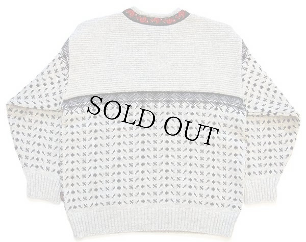 画像2: ノルウェー製 TELEMARK STYLE BY SKJAEVELAND ノルディック柄 チロリアンテープ プルオーバー ウールニット セーター (2)