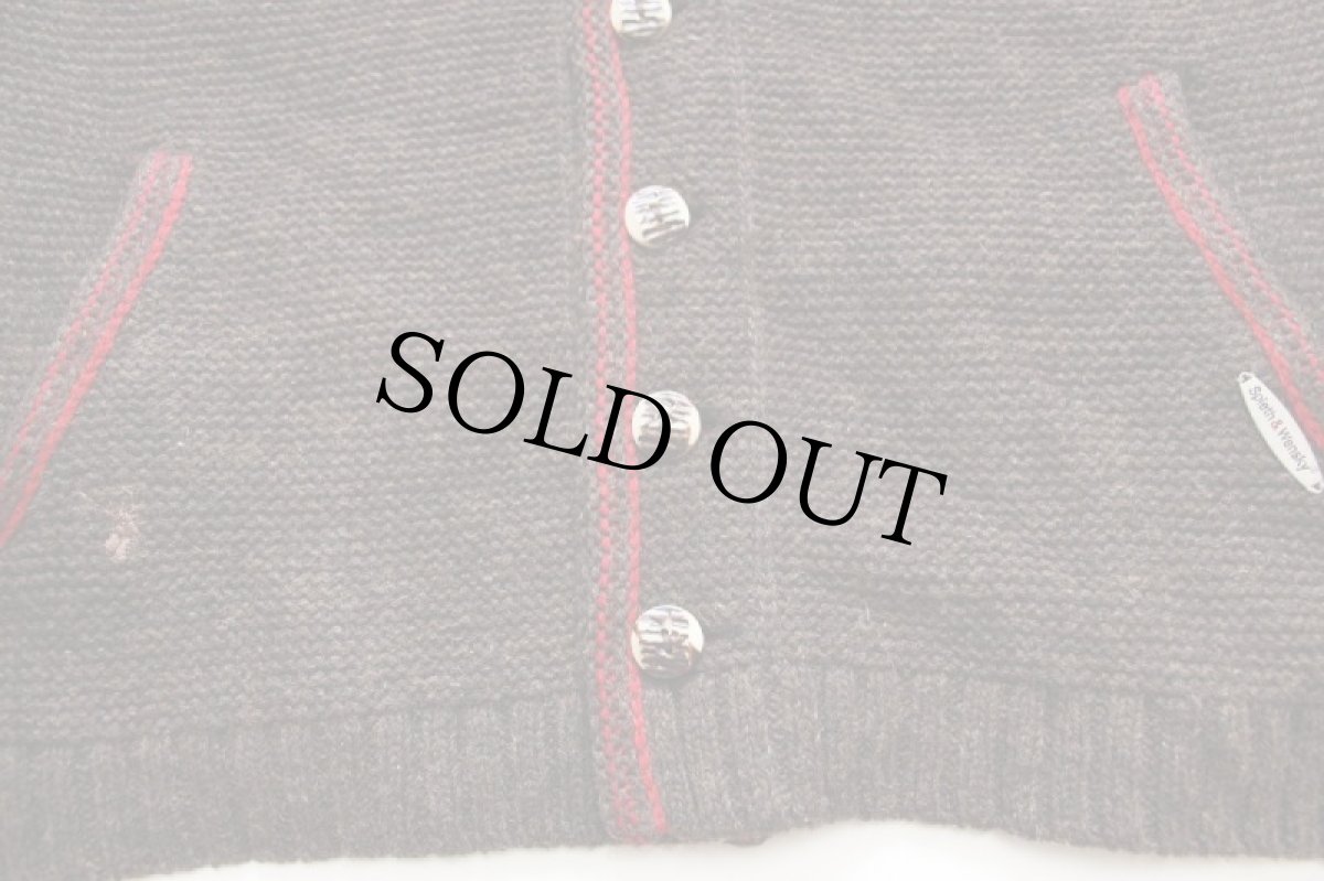 画像6: Spieth & Wensky ツートン 切り替え ノーカラー チロリアン ボイルドウール×ニット ベスト カーディガン ブラウン M (6)