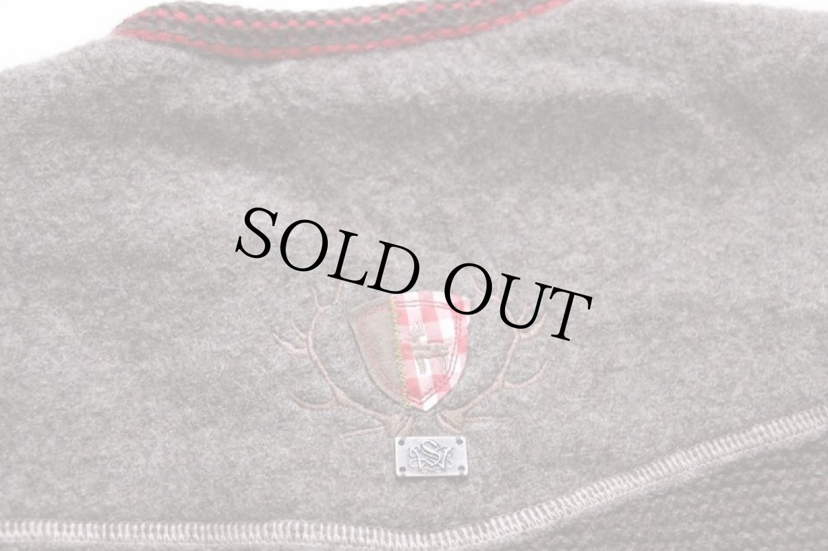 画像5: Spieth & Wensky ツートン 切り替え ノーカラー チロリアン ボイルドウール×ニット ベスト カーディガン ブラウン M (5)