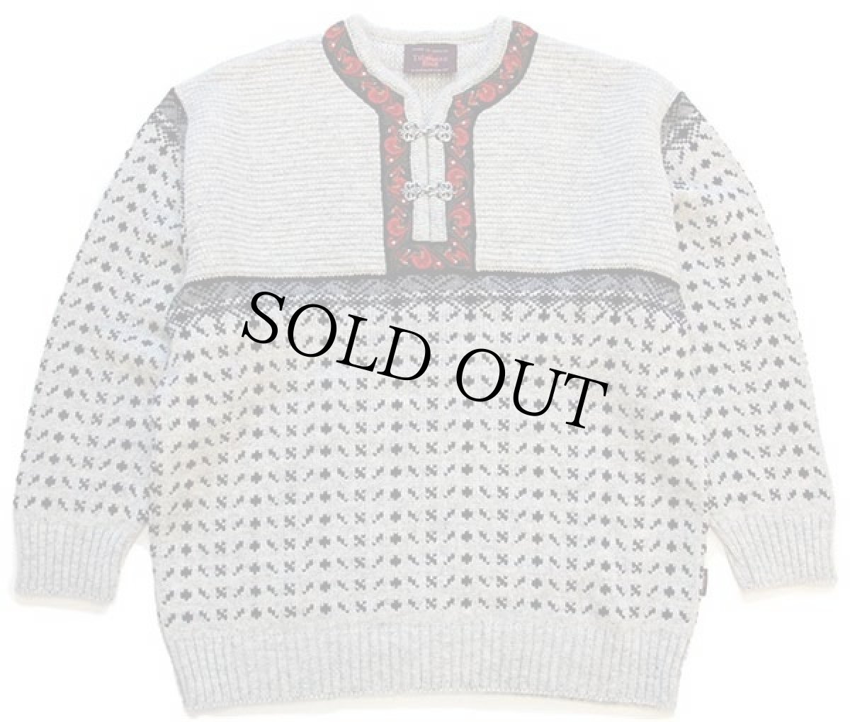 画像1: ノルウェー製 TELEMARK STYLE BY SKJAEVELAND ノルディック柄 チロリアンテープ プルオーバー ウールニット セーター (1)